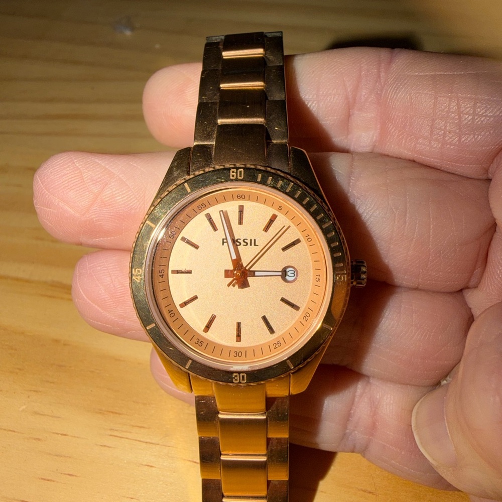 Fossil Rose Gold Watch with Date Display